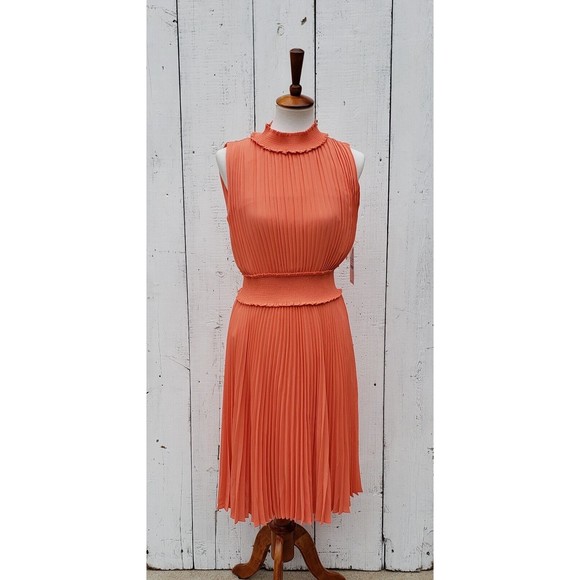 Nanette Lepore Dresses & Skirts - Nanette Lepore Womens Orange Smocked Mock Dress Size 8 NEW